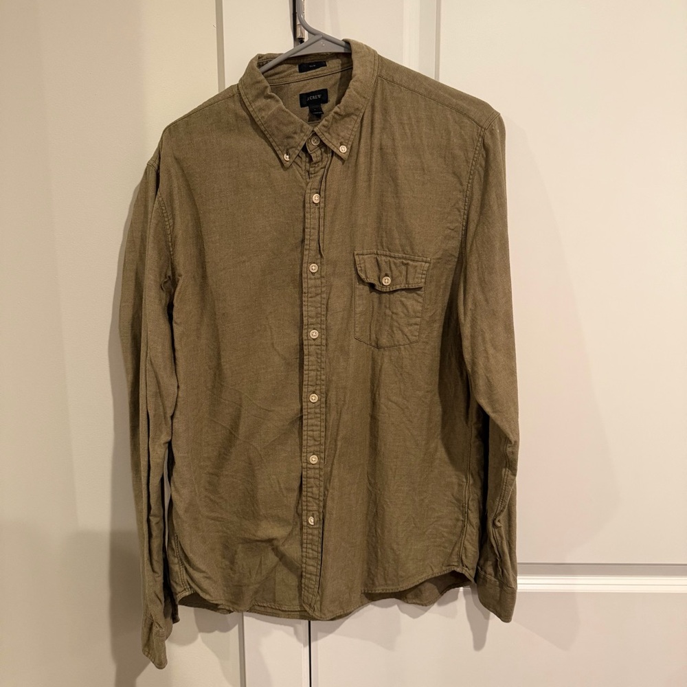 J. Crew Men's Khaki Button-Down Shirt